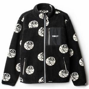NEW ROKIT men's misfit polar fleece jacket in black